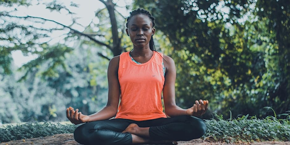 a woman meditating